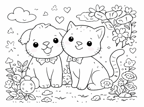 Puppy & Kitten - Paint Party Kit - 8"x10" Pre-Drawn Canvases