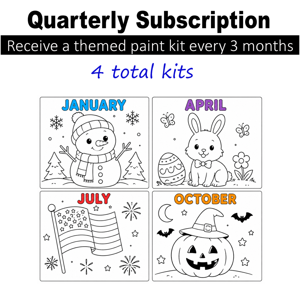 Subscription - Quarterly Paint Kit - 4 Pre-Drawn Canvases