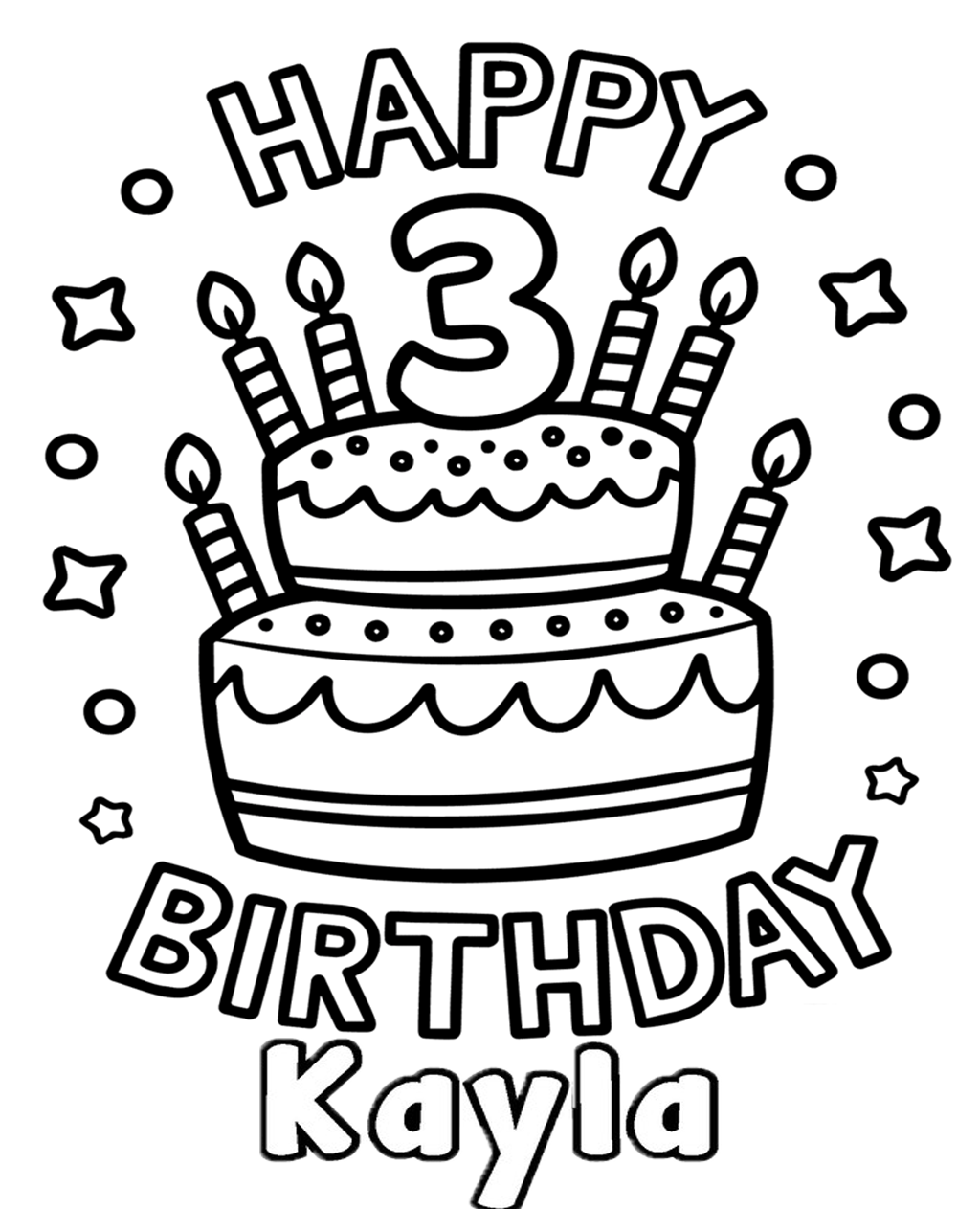 Happy Birthday with Personalized Name - Paint Party Kit - 8"x10" Pre-Drawn Canvases