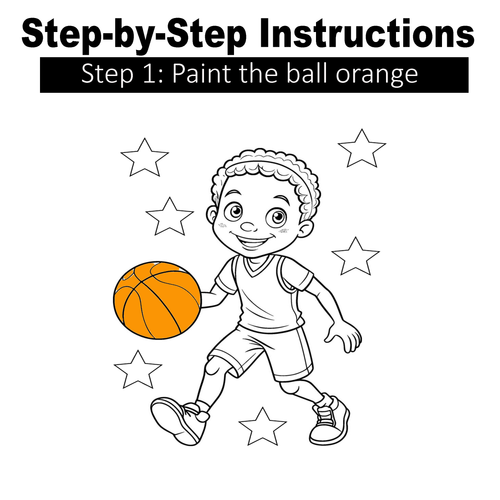 Boy with Basketball - Paint Party Kit - 8"x10" Pre-Drawn Canvases