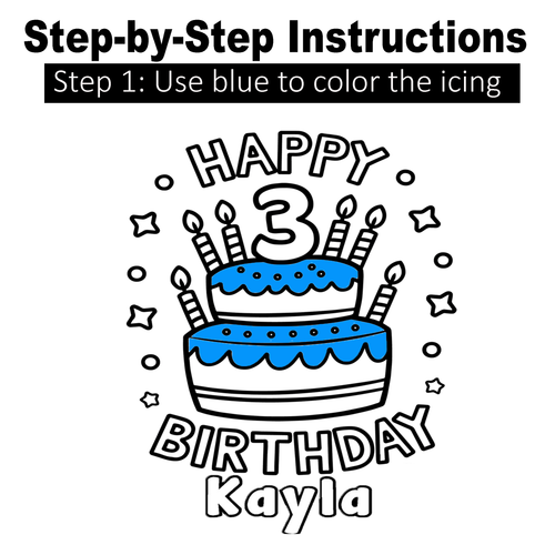 Happy Birthday with Personalized Name - Paint Party Kit - 8"x10" Pre-Drawn Canvases