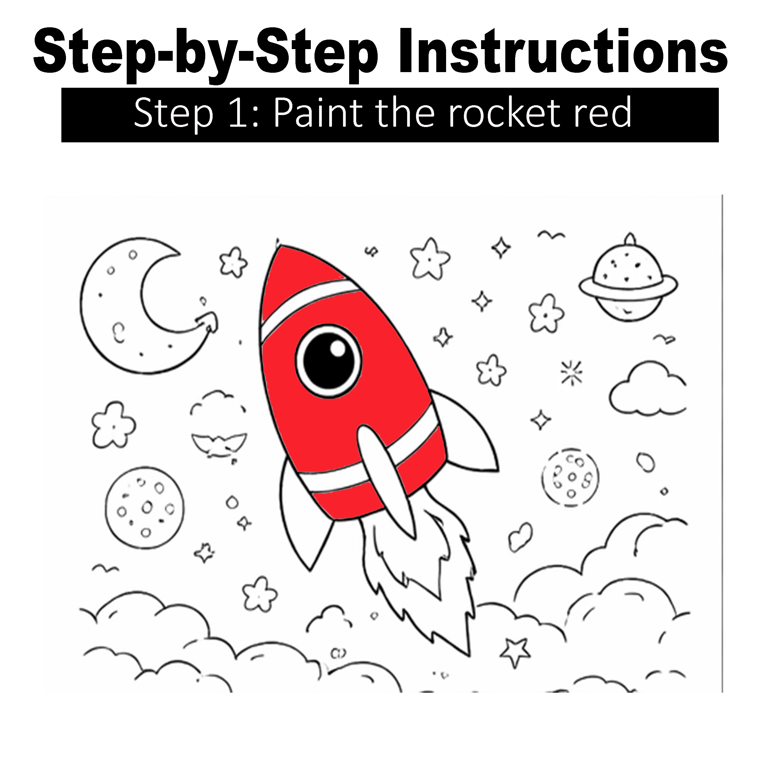 Shooting Rocket - Paint Party Kit - 8"x10" Pre-Drawn Canvases