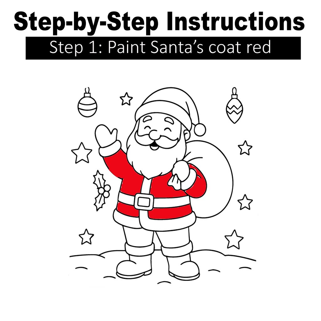 Santa Claus - Paint Party Kit - 8"x10" Pre-Drawn Canvases