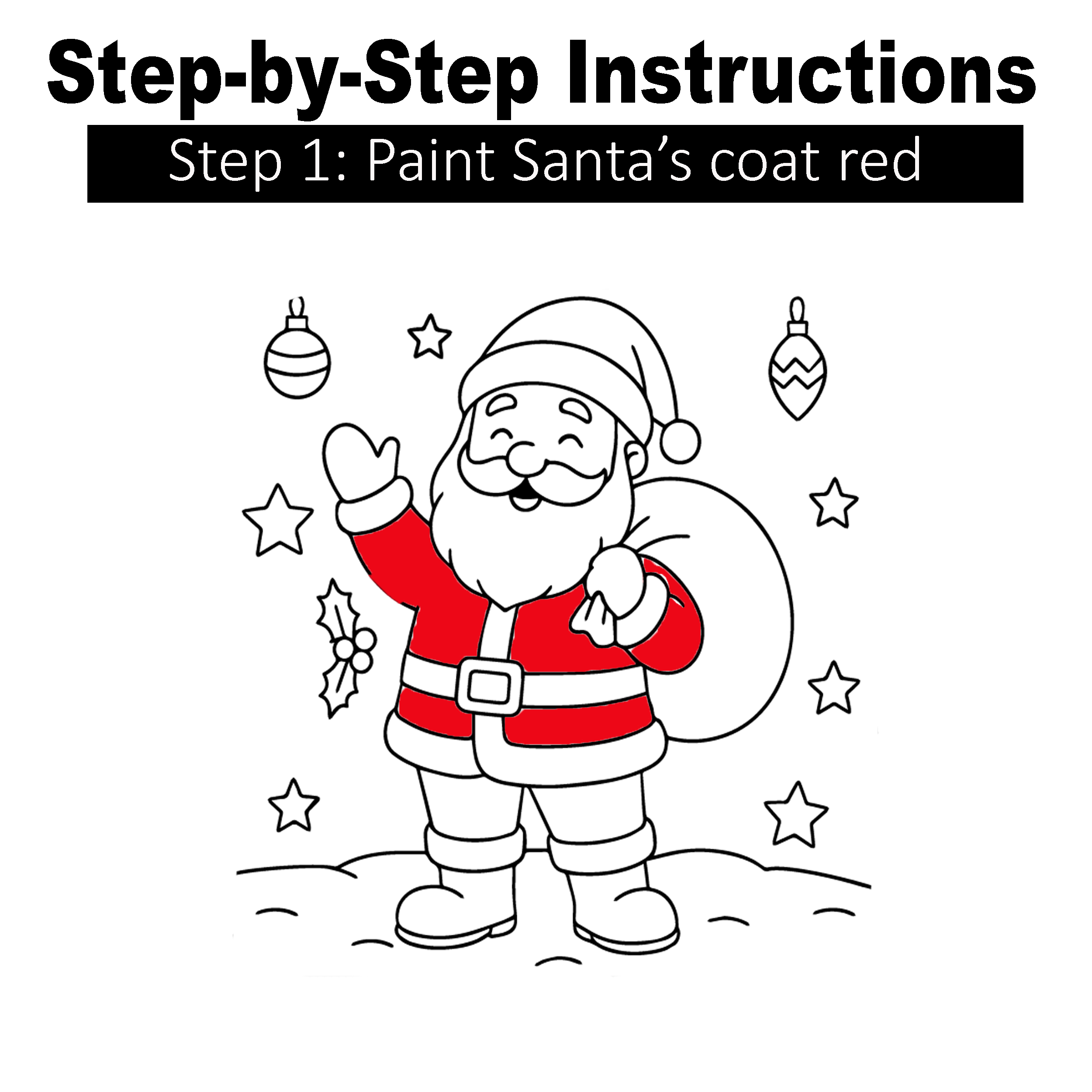 Santa Claus - Paint Party Kit - 8"x10" Pre-Drawn Canvases