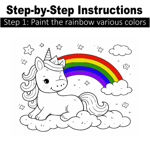 Magical Unicorn - Paint Party Kit - 8"x10" Pre-Drawn Canvases