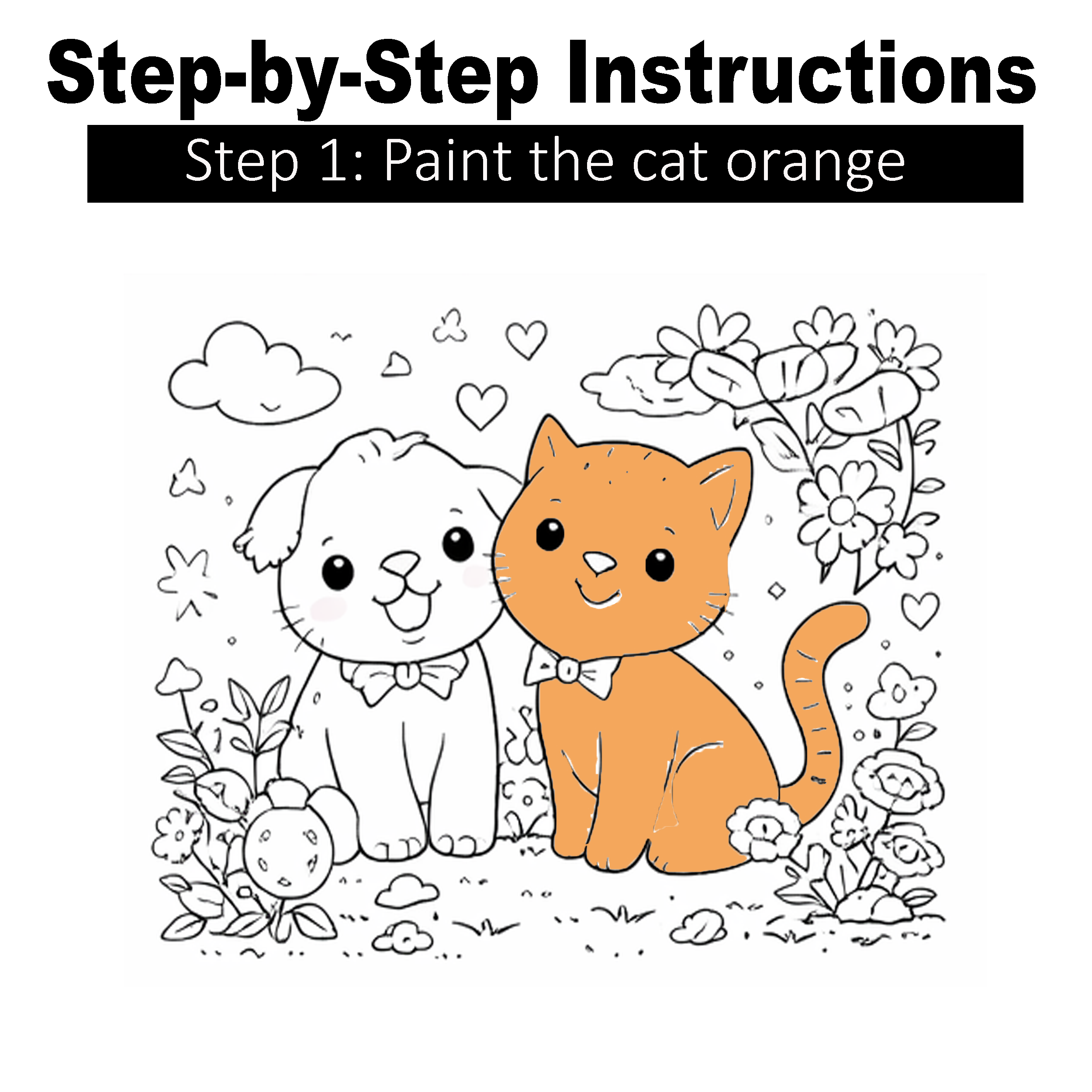 Puppy & Kitten - Paint Party Kit - 8"x10" Pre-Drawn Canvases