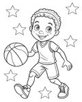 Boy with Basketball - Paint Party Kit - 8"x10" Pre-Drawn Canvases