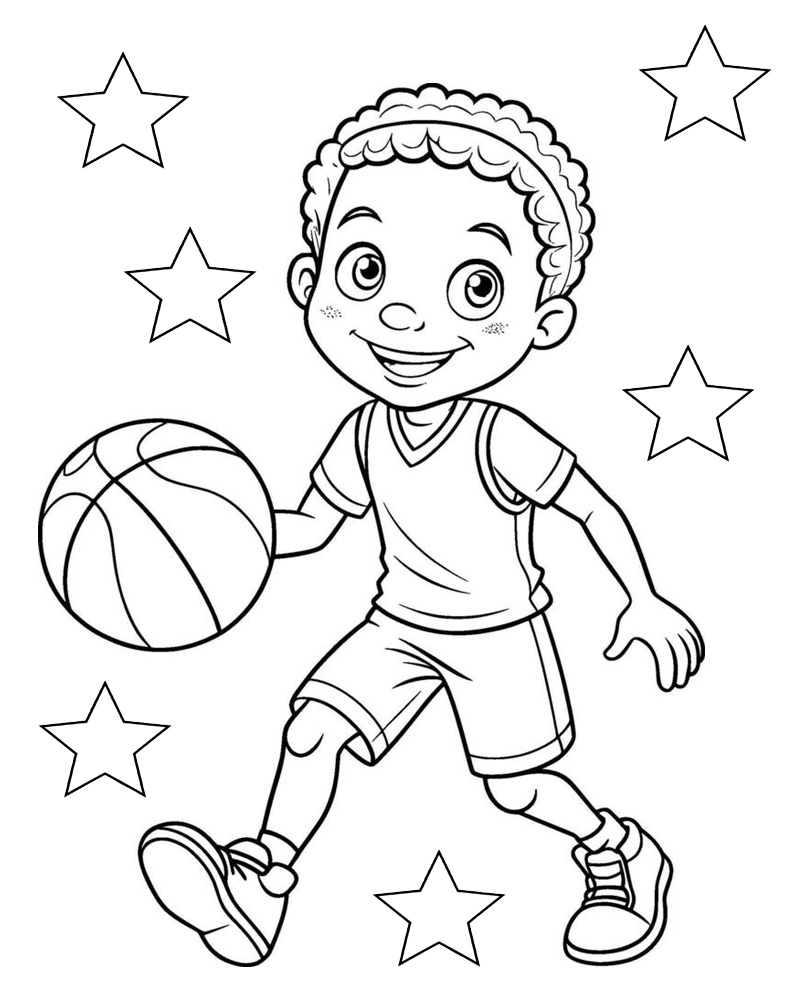 Boy with Basketball - Paint Party Kit - 8"x10" Pre-Drawn Canvases