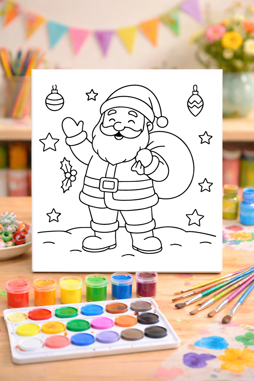 Santa Claus - Paint Party Kit - 8"x10" Pre-Drawn Canvases