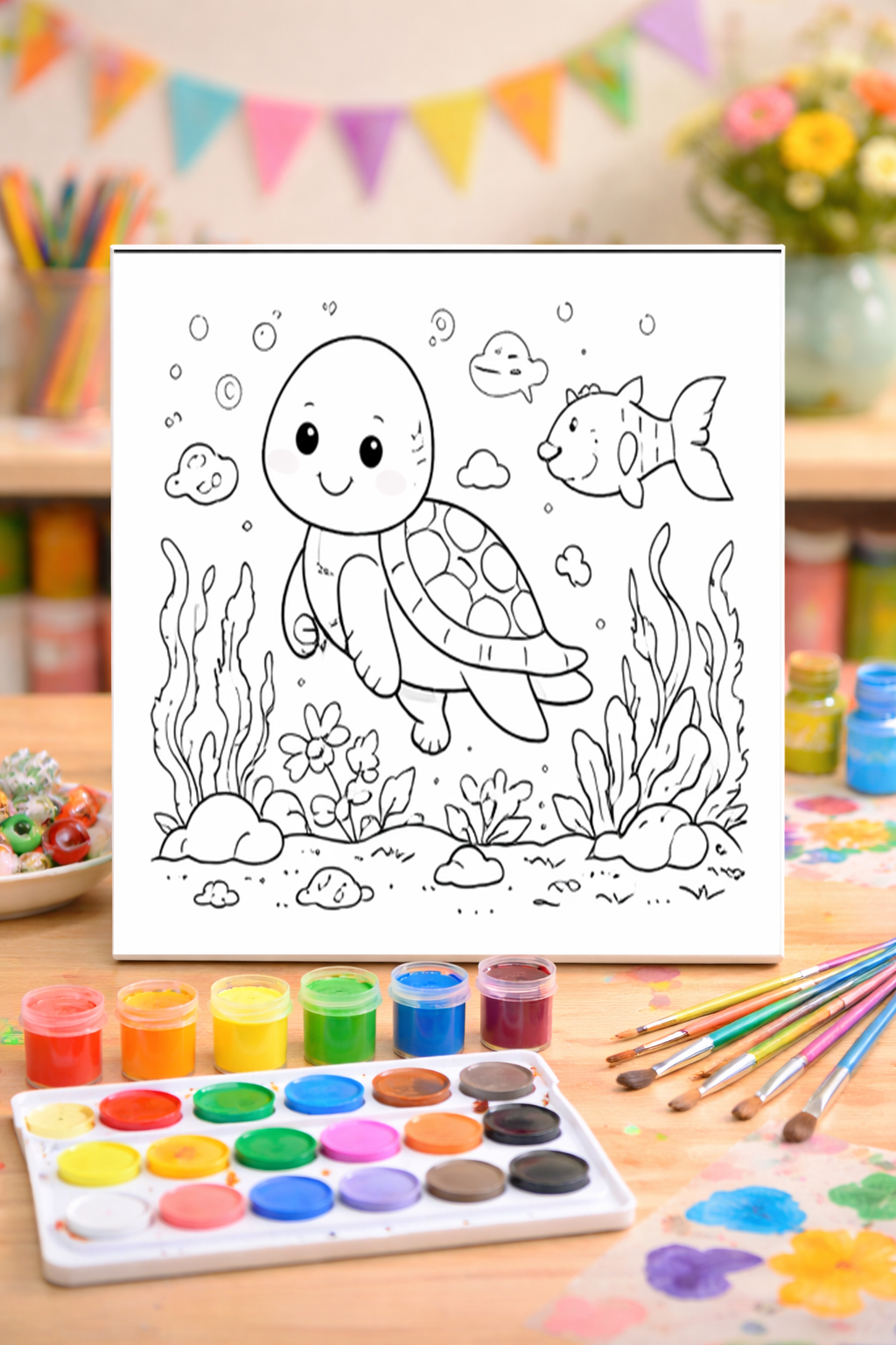 Sea Turtle - Paint Party Kit - 8"x10" Pre-Drawn Canvases