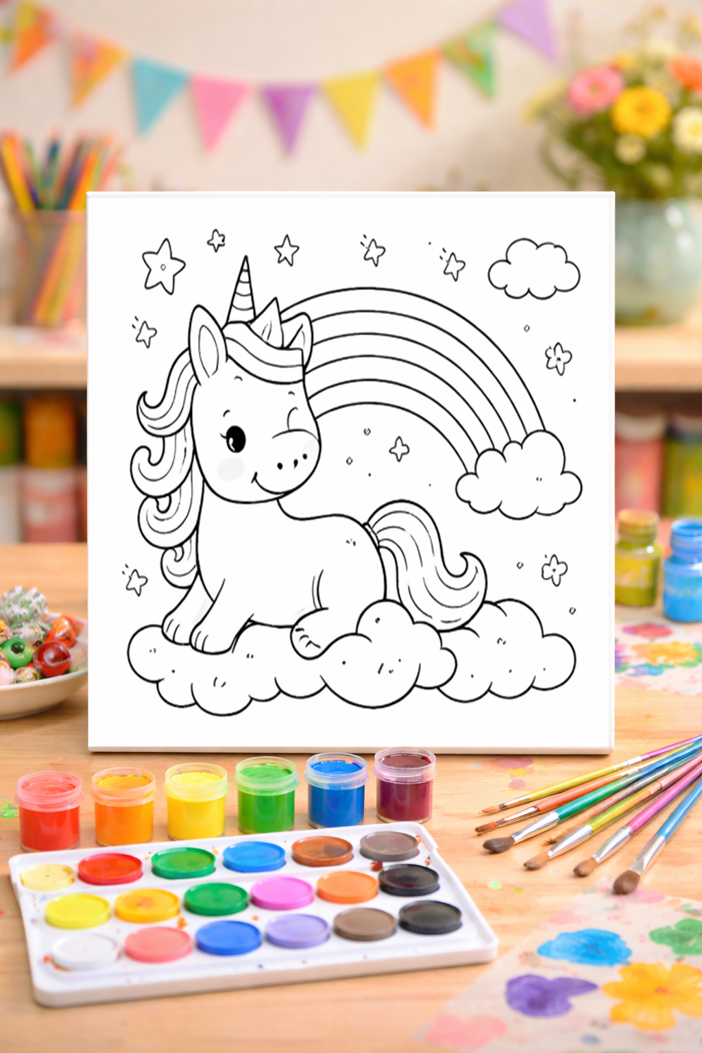 Magical Unicorn - Paint Party Kit - 8"x10" Pre-Drawn Canvases