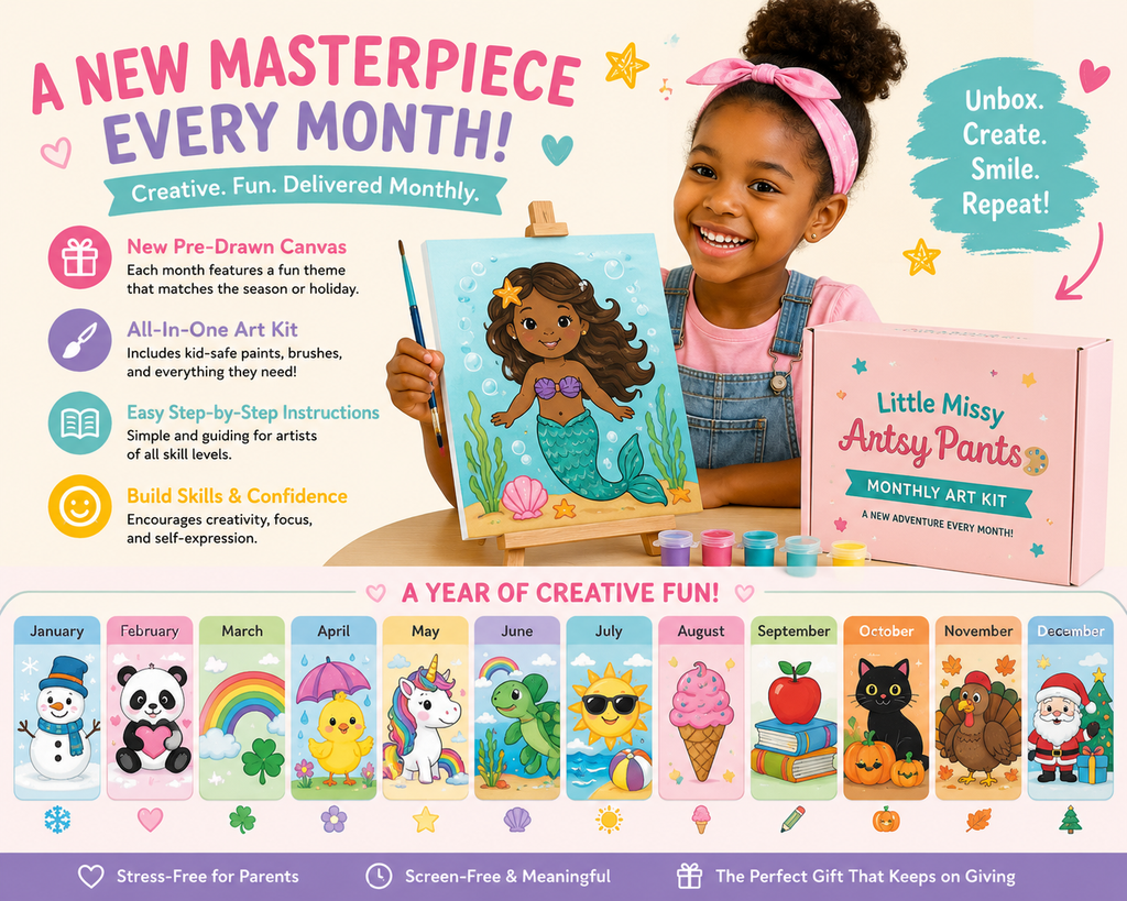 Subscription - Monthly Paint Kit - 12 Pre-Drawn Canvases